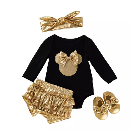 Other - Baby Girl Mickey Mouse Golden Ruffle 3PC Set 24M